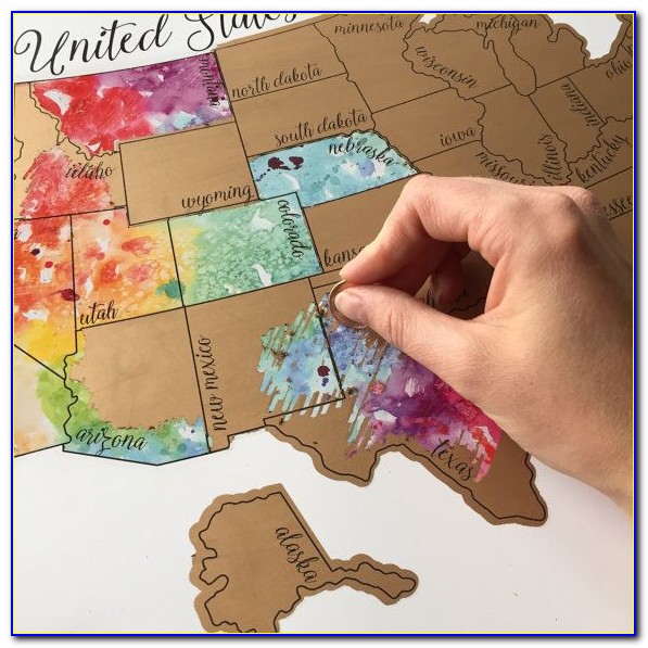 United States Watercolor Scratch Map