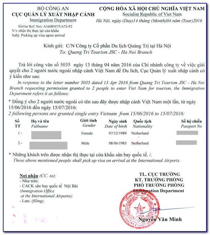 Vietnam Visa On Arrival Form 2018
