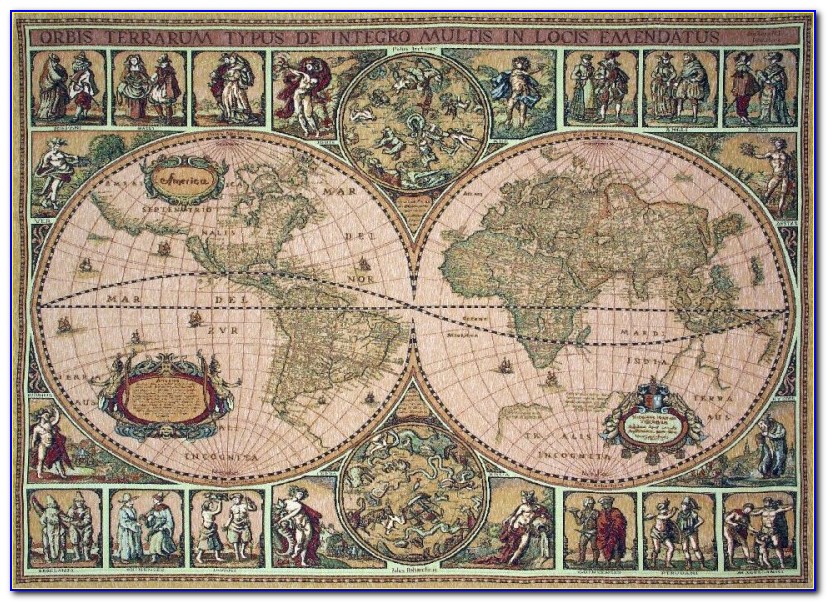 Vintage Map Tapestry Wall Decor