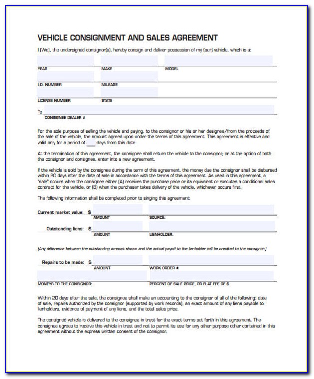 Virginia Dealer Consignment Form