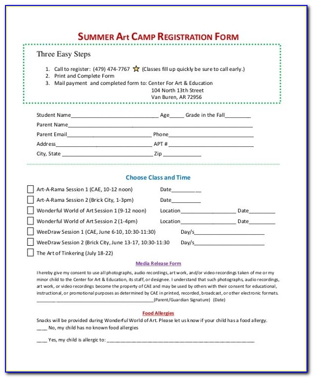 Sample Summer Camp Registration Form 10+ Free Documents In Pdf With Regard To Summer Camp Registration Form Template