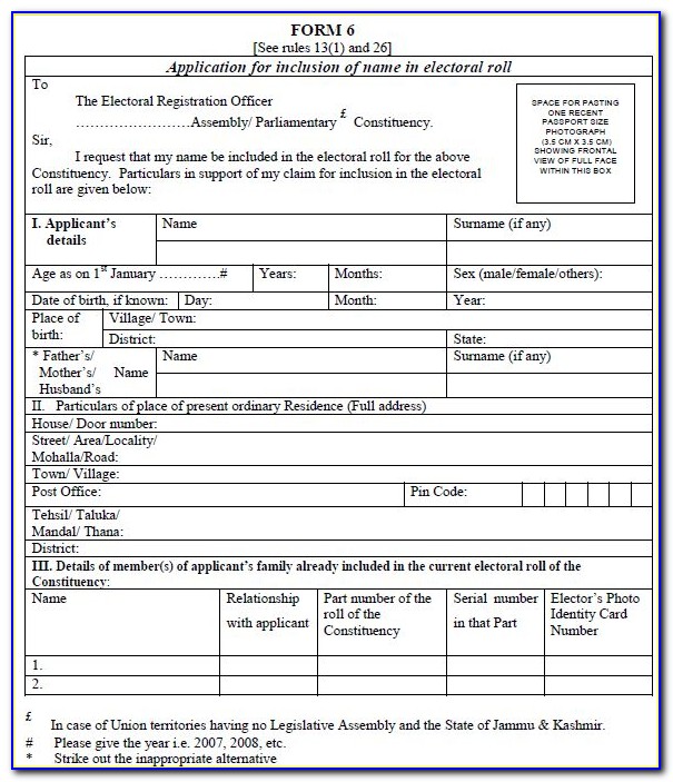 Voter Application Form 6 Online