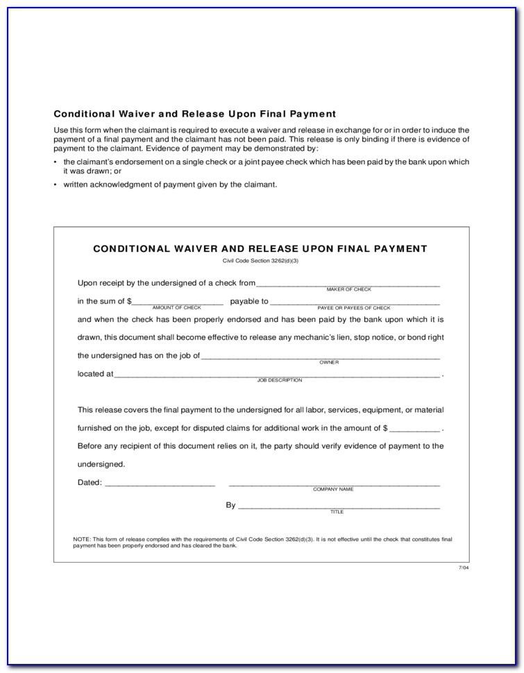 Waiver And Release Form Pdf
