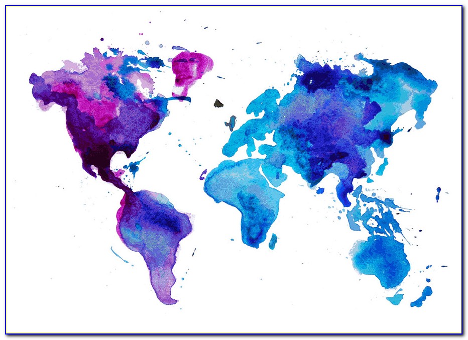 Watercolor World Map Desktop Wallpaper