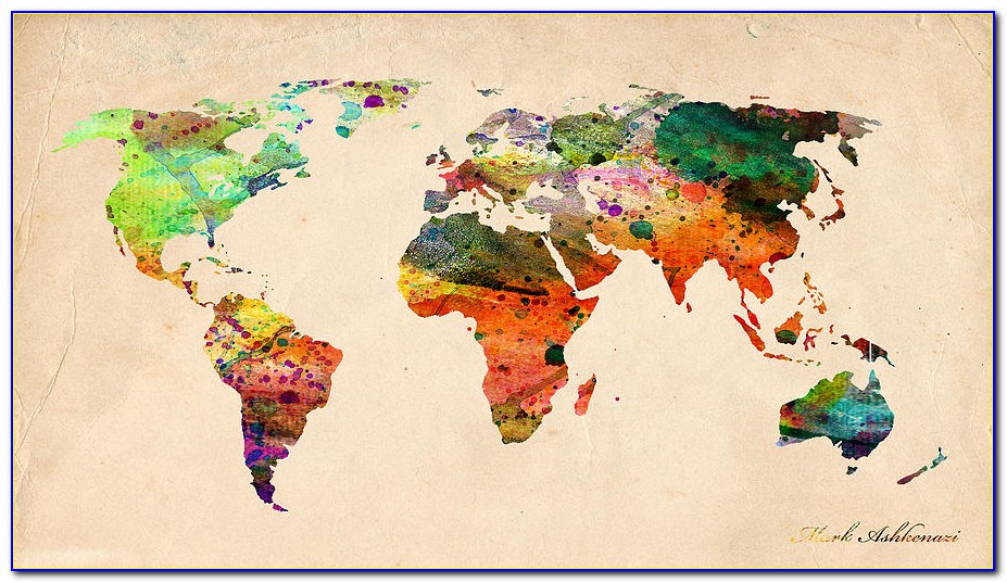 Watercolor World Map Print