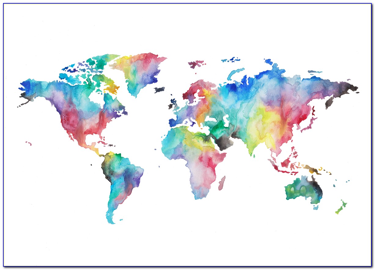 Watercolor World Map Vector