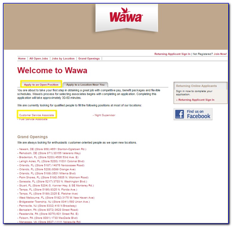 Wawa Job Application Online