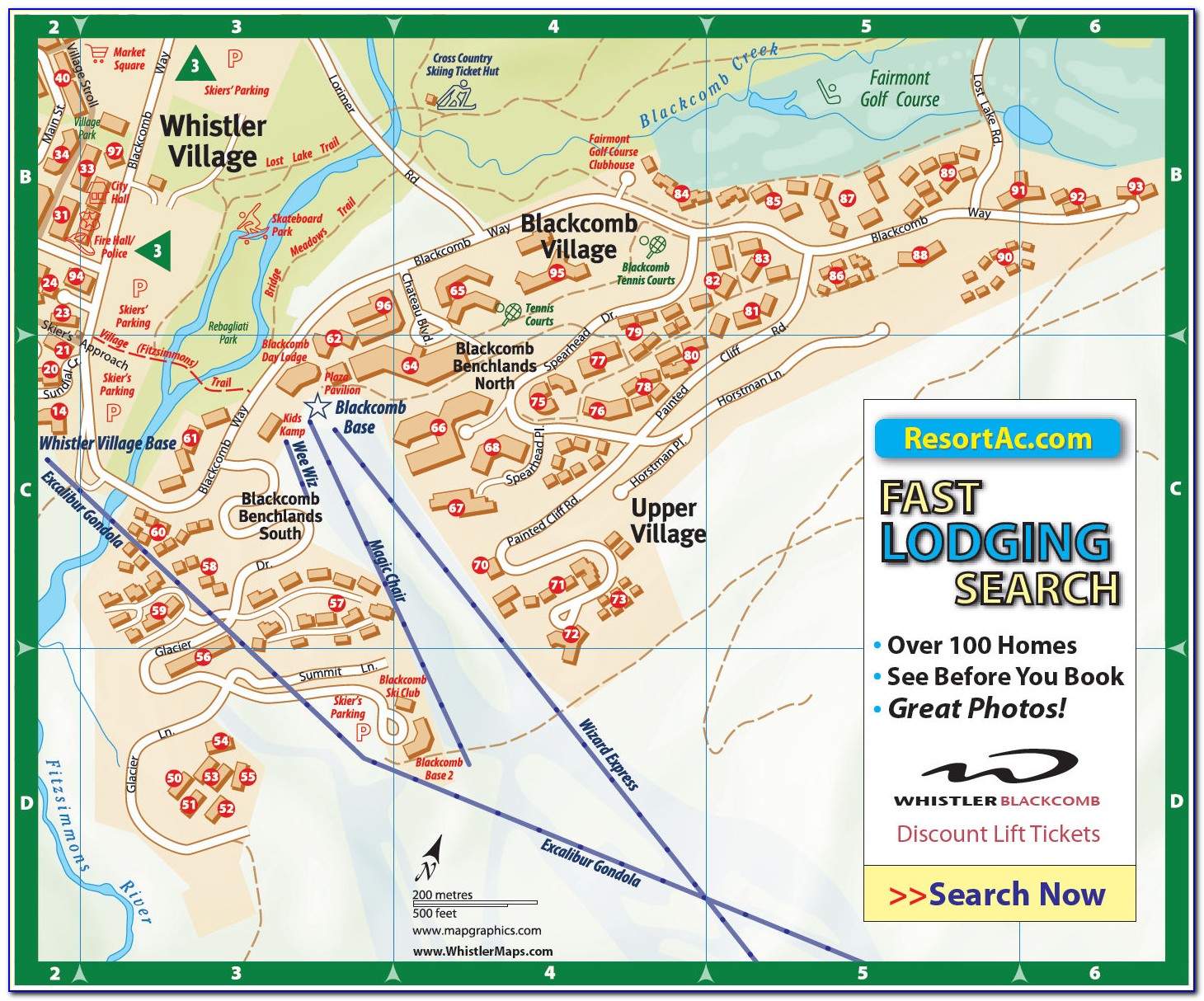Whistler Blackcomb Lodging Map