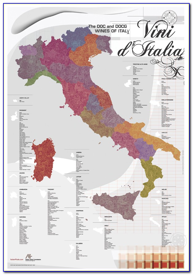 Wine Map Of Italy Poster