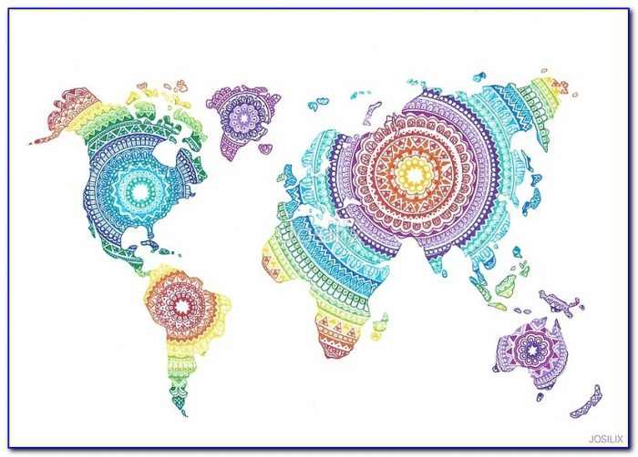 World Map Mandala Tapestry