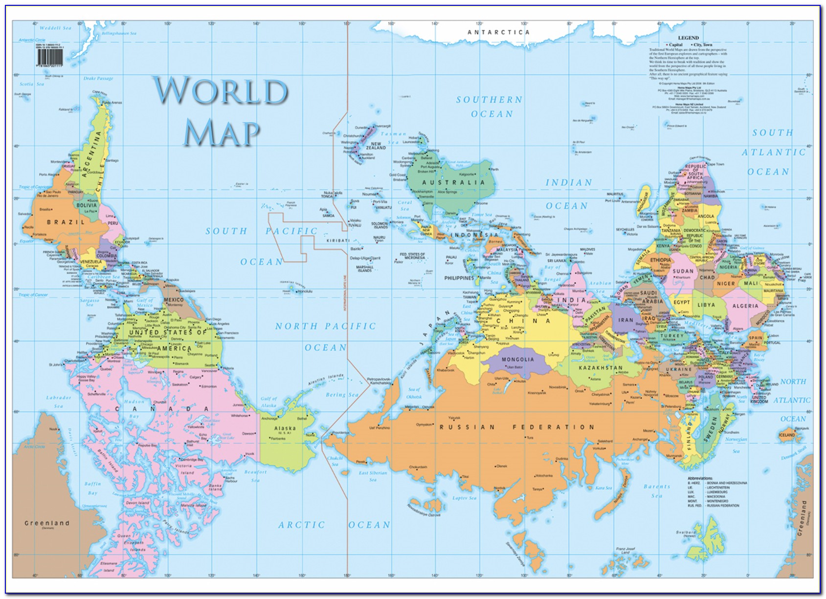World Map Upside Down Poster
