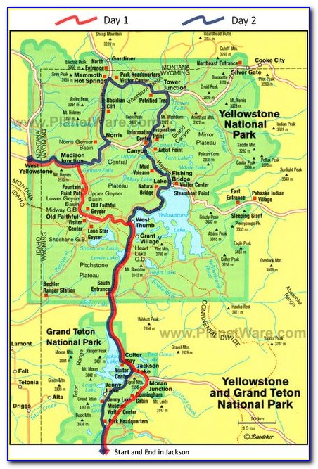 Yellowstone Grand Teton Loop Map