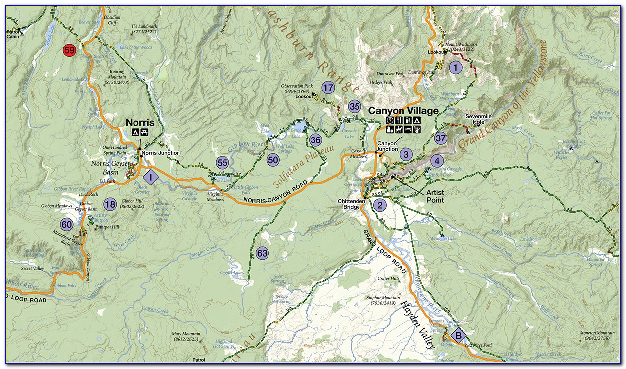 Yellowstone National Park Hiking Trail Maps