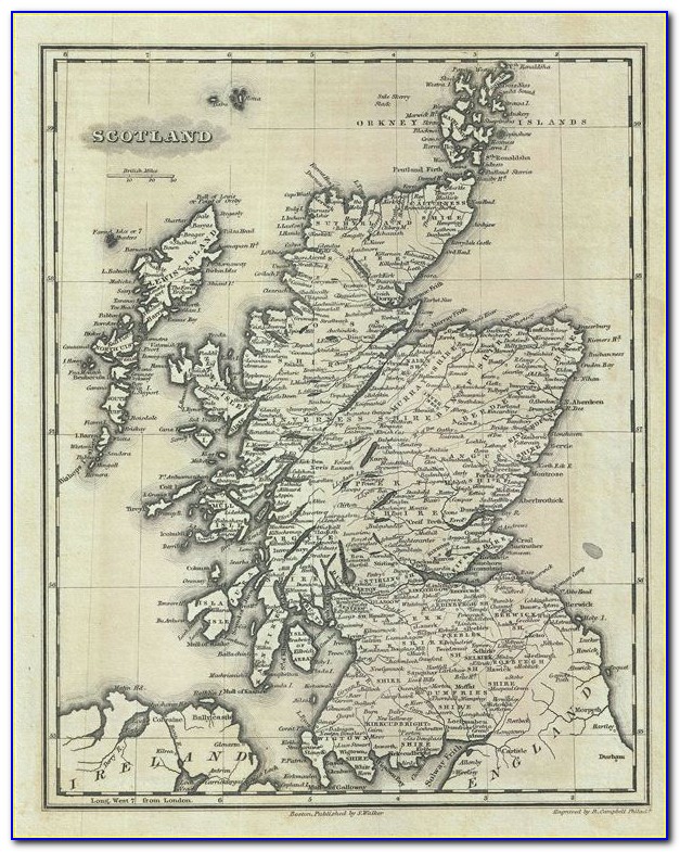 A Fine Antique Reproduction Map Of Scotland