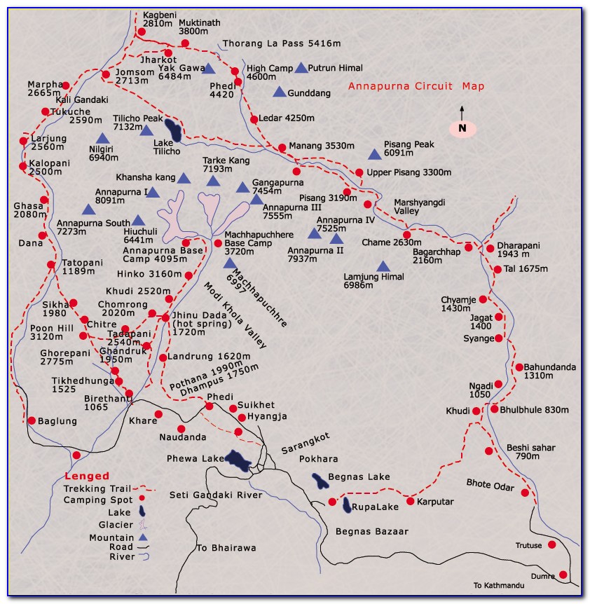 Annapurna Circuit Trek Route Map
