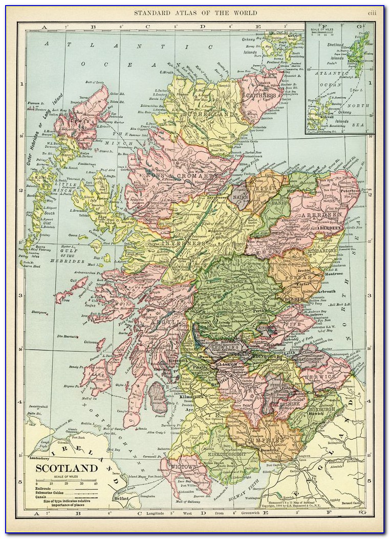 Antique Map Of Scotland Print