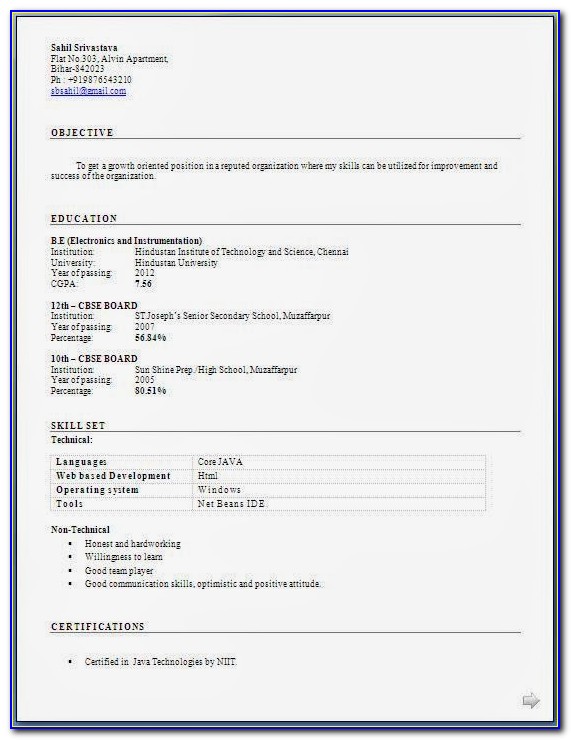 Best Resume Format Download In Ms Word