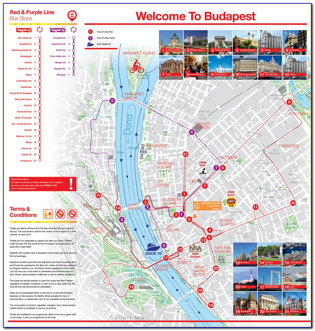 Budapest Hop On Hop Off Bus Tour Map