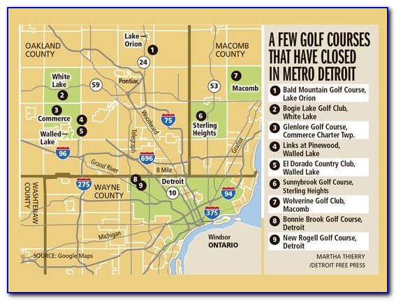 Central Michigan Golf Courses Map