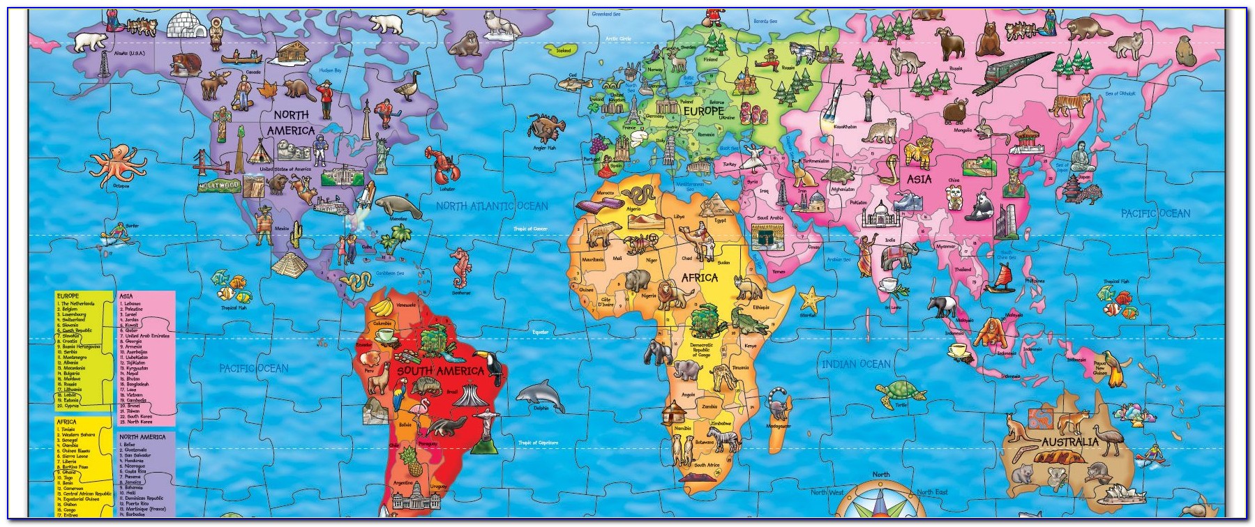 Children's Map Of The World Giant 500 Piece Jigsaw Puzzle
