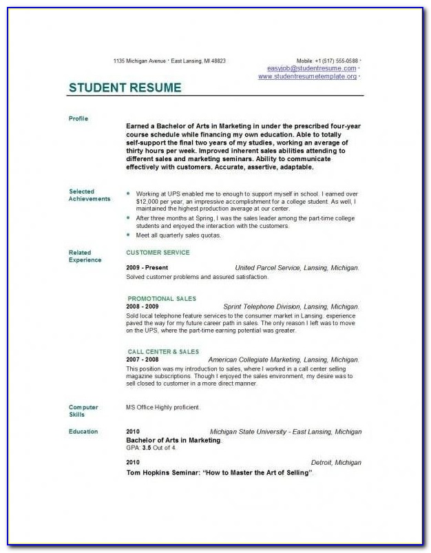 College Resume Builder For Highschool Students
