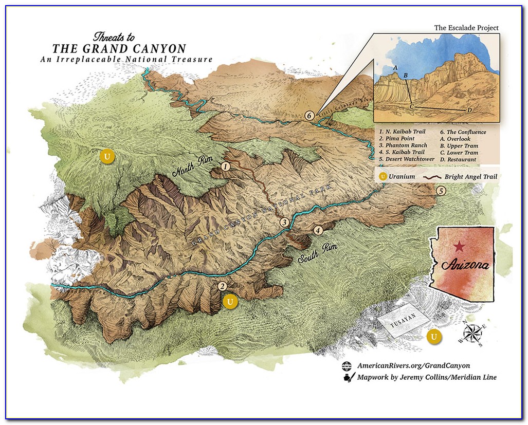 Colorado River Through Grand Canyon Map