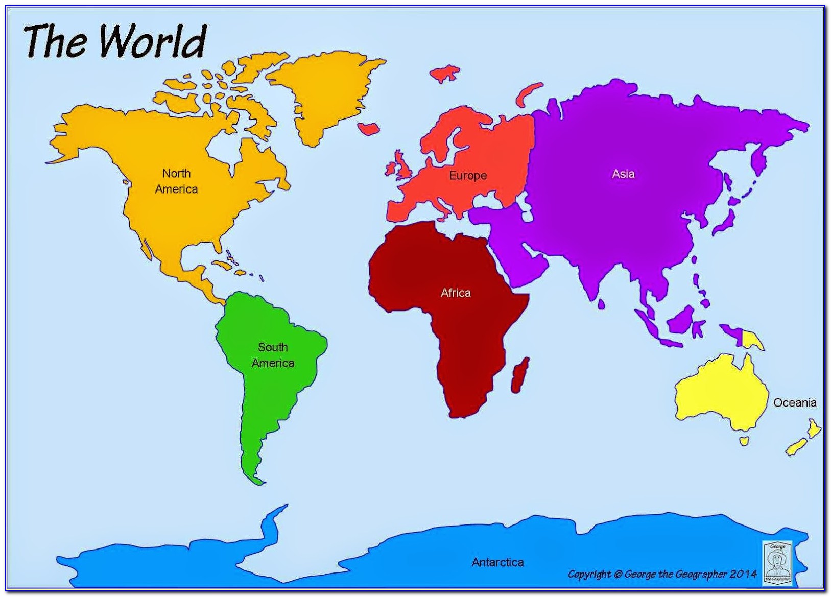 Colored Map Of Continents