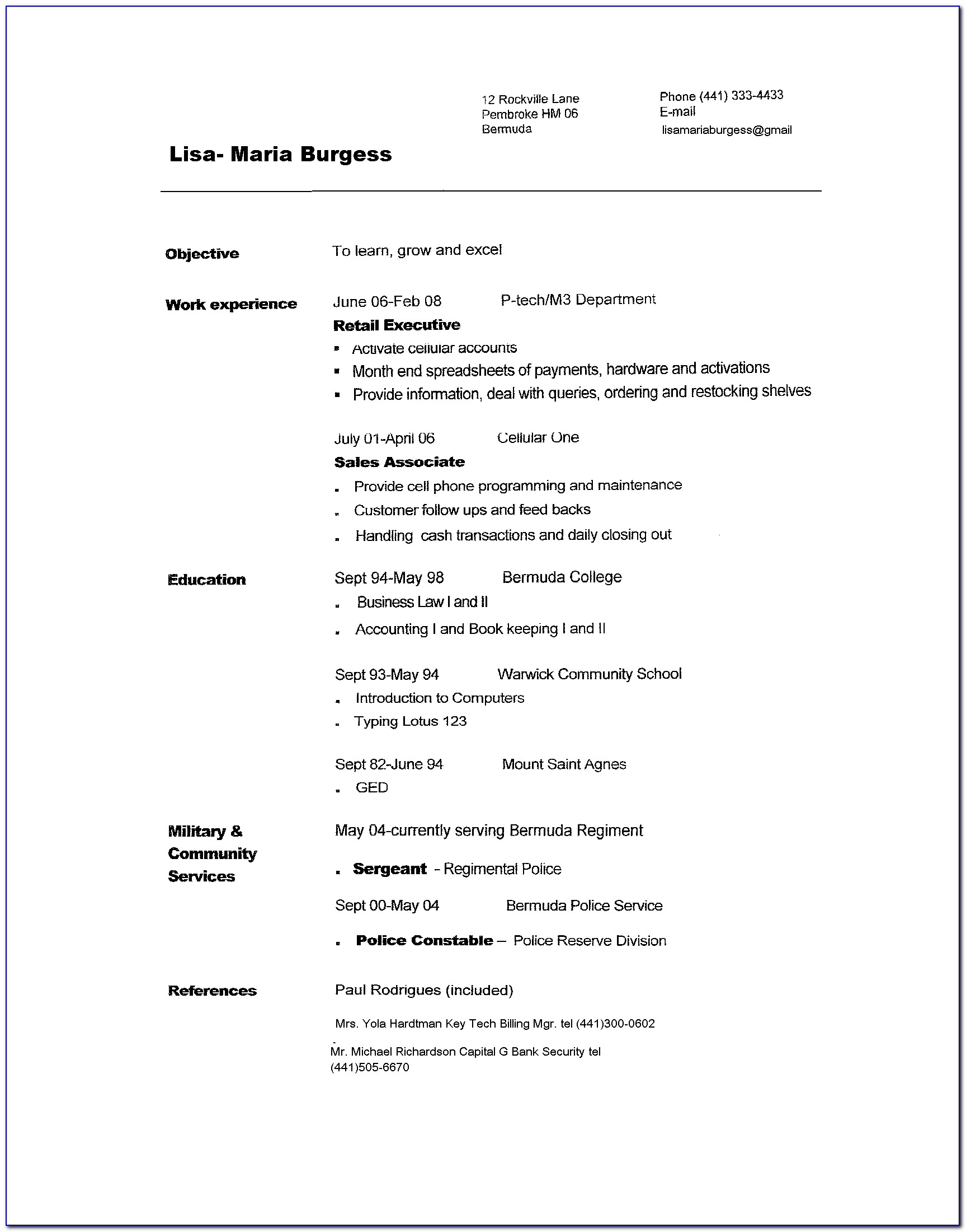 Copies Of Resumes For Customer Service