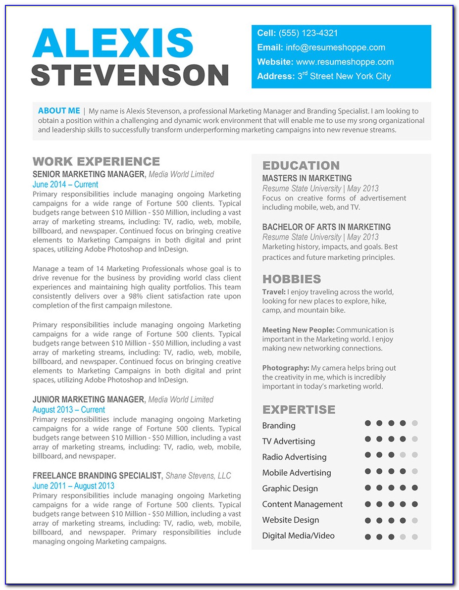 Creative Resume Templates Free Download For Microsoft Word