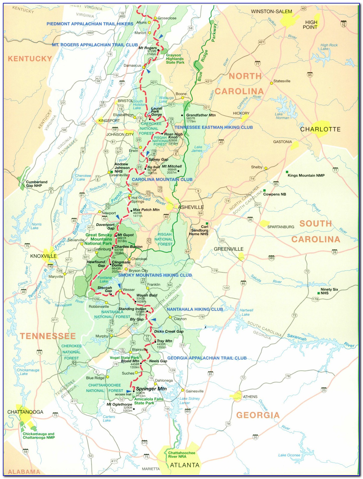 Detailed Appalachian Trail Map