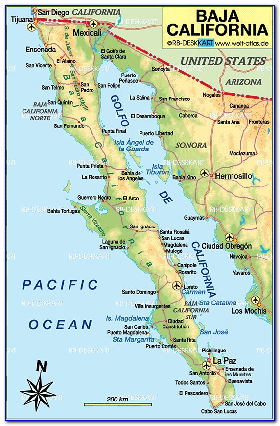 Detailed Baja California Map