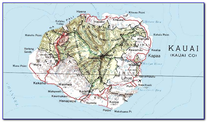 Detailed Map Of Kauai Beaches