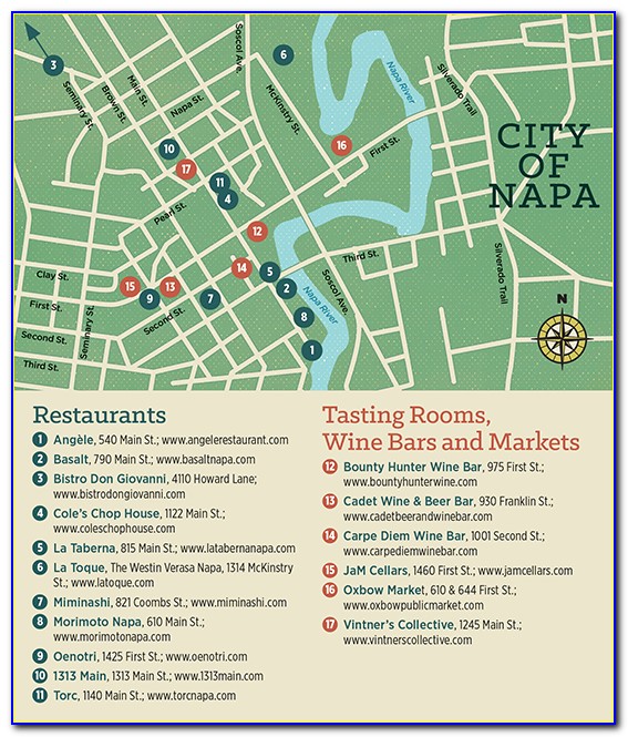 Downtown Napa Restaurant Map
