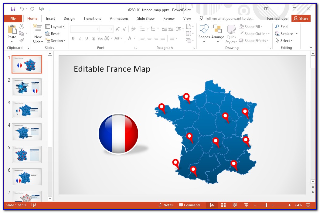 Editable Map Powerpoint Free