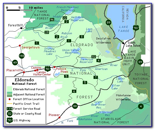 El Dorado National Forest Hiking Map