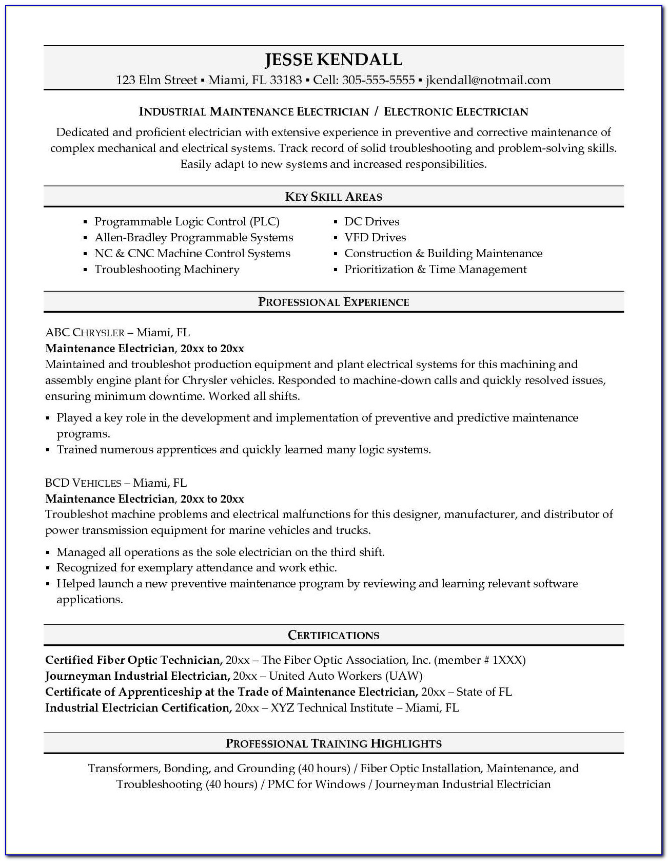Electrician Resume Format Electrician Apprentice Resume Examples