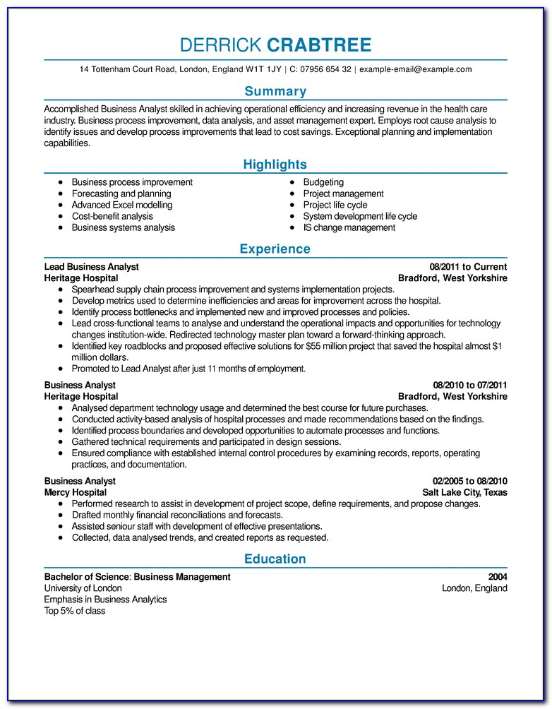 Examples Of Resume For Jobs