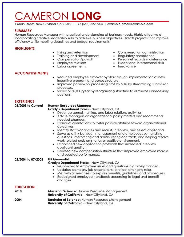 Examples Of Resumes For Government Jobs