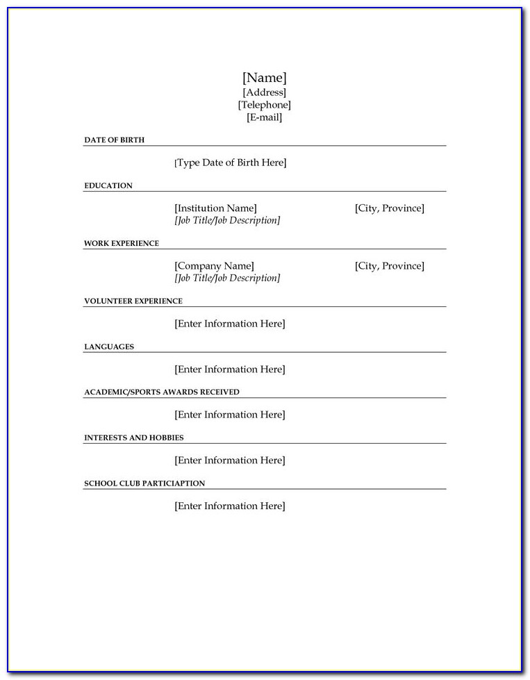 Fill In Resume Template