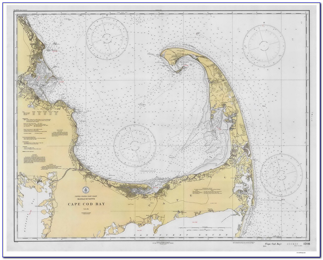 Framed Cape Cod Nautical Maps