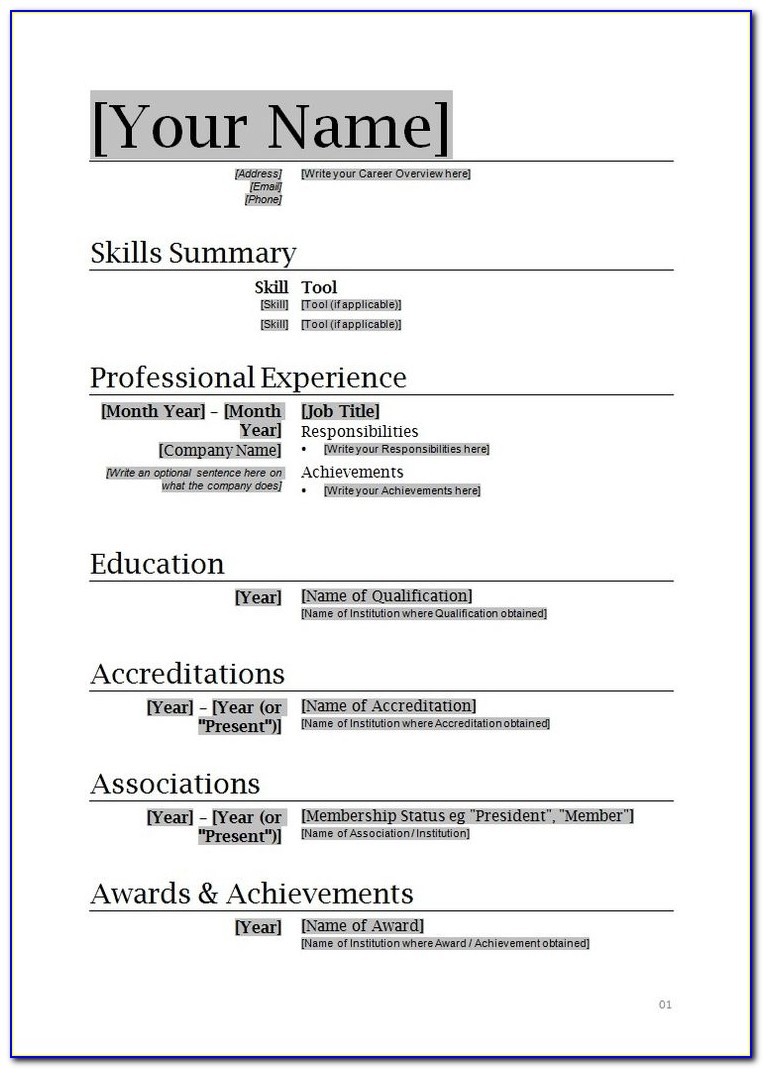 Free Download Resume Templates For Microsoft Word 2010 Resume Pertaining To Microsoft Office Resume Builder Free