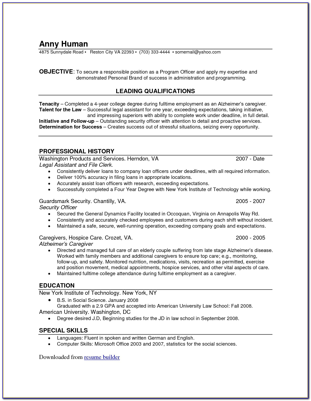 Free Resume Builder Online And Download