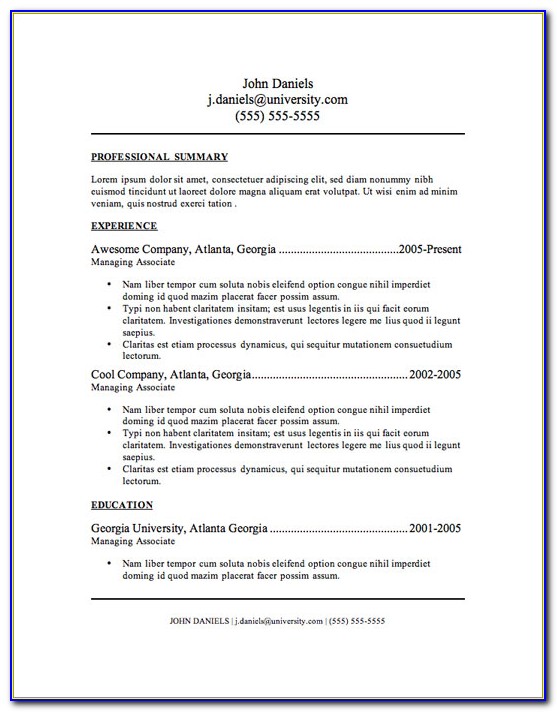 Free Resume Formats For Experienced