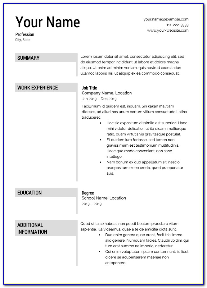 Free Resume Templates For Mac