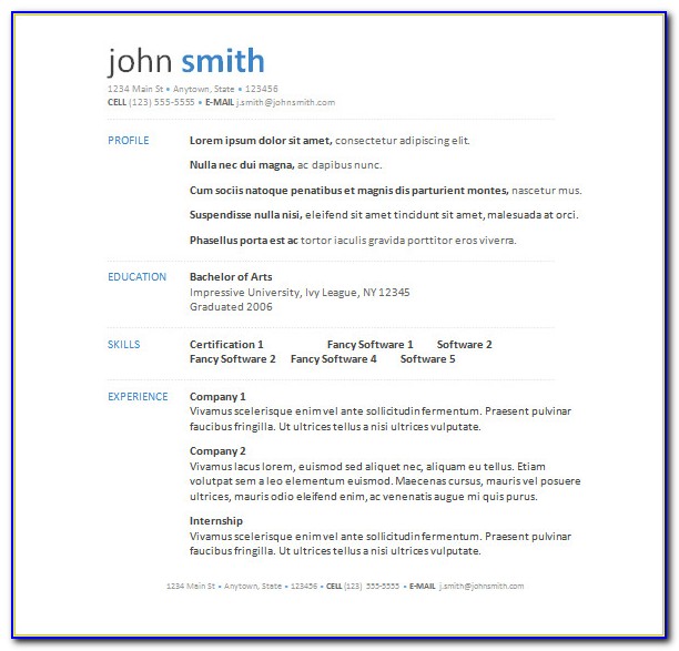 Free Resume Templates For Word Modern