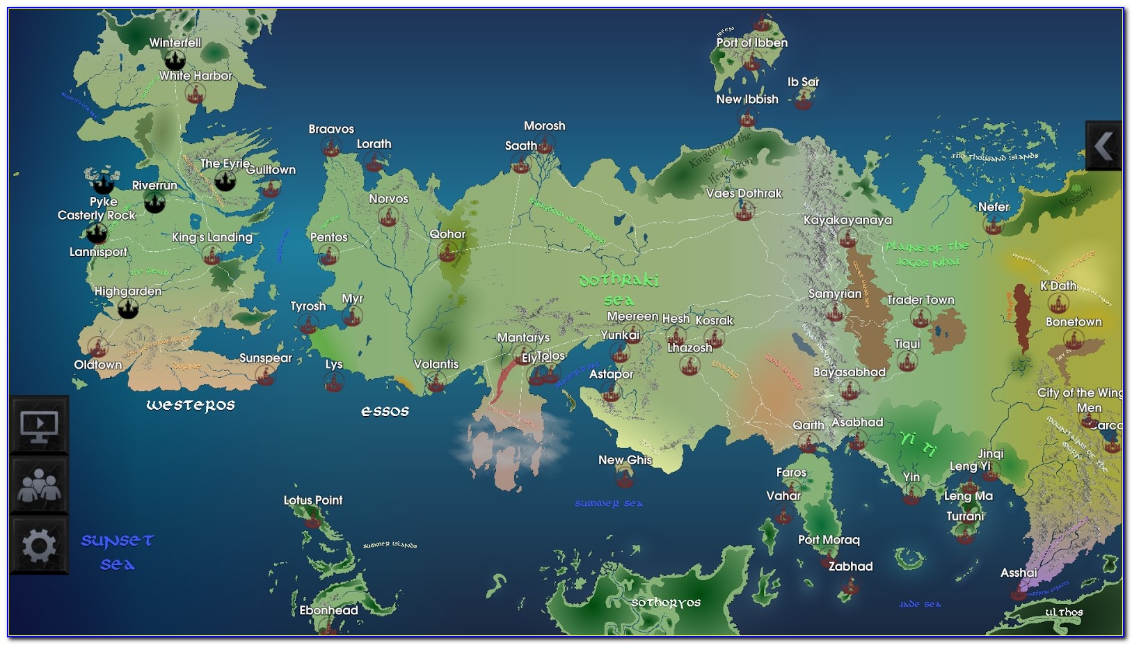 Full Map Of The Game Of Thrones World