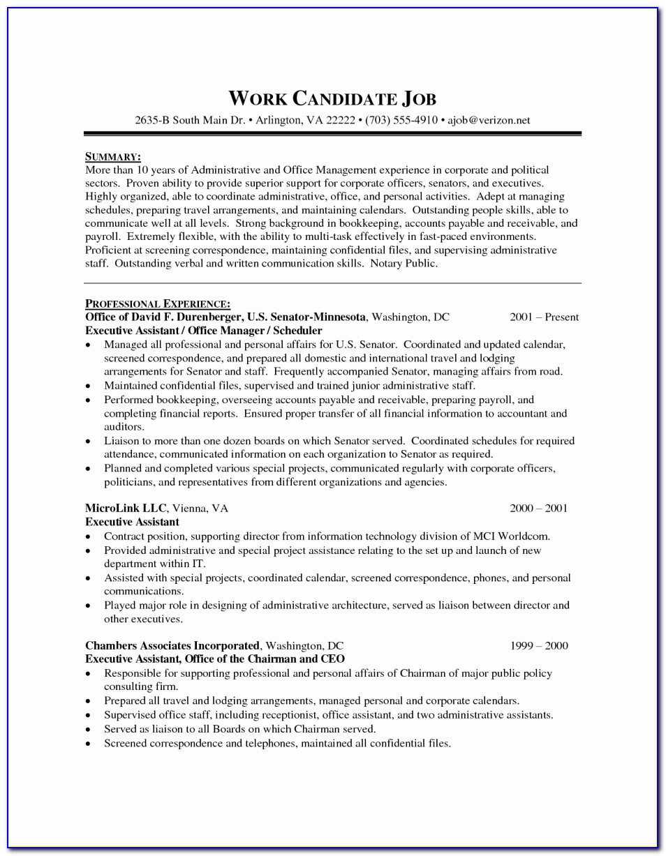 Functional Resume Executive Assistant