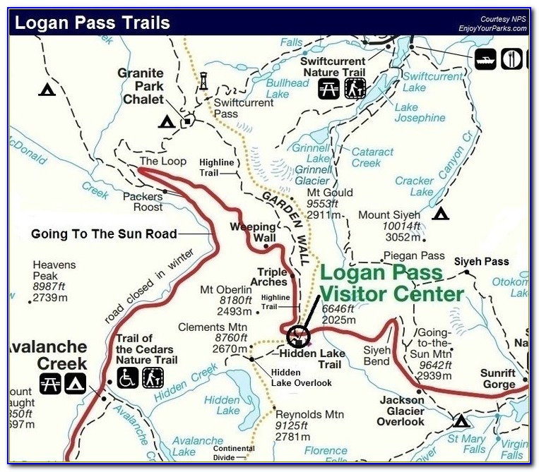 Glacier National Park Backcountry Trail Map
