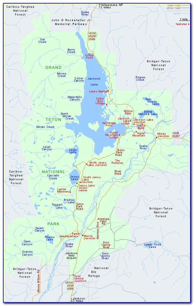 Grand Teton National Park Attractions Map