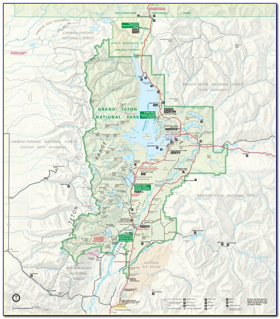 Grand Teton National Park Map Yellowstone